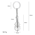 Guitar shaped silver metal keychain bottle opener with precise dimensions and weight info - Violin Style / Silver