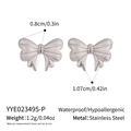 Orecchini a fiocco in acciaio inossidabile argento, larghezza 0,8cm e 1,2g - Piccoli Orecchini a Bottone a Fiocco Argentati (YYE023495-P) / Argento