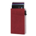 Red suede leather carbon fiber wallet with automatic popup card holder mechanism - Plain Weave / Red Plain