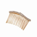 Peineta dorada elegante con dos filas de cristales brillantes para peinados de novia - Forma en S / 8.5*5cm / Dorado