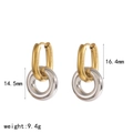 Detaillierte Größen- und Gewichtsspezifikationen für diese zweifarbigen Edelstahl-Ohrringe - Zweifarbiger Gold- und Silber-Doppelreifen-Stil (TE60614-M)