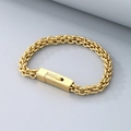 Pulsera de cadena tejida en acero de titanio dorado con cierre rectangular moderno - Dorado (KB101053-K)