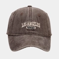Vintage brown washed cotton baseball cap with Los Angeles 1850 embroidery for casual style - Coffee