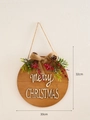 30cm wooden Merry Christmas door sign with burlap bow and artificial pinecone - Merry Christmas Classic Style