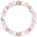 Pink zebra and white turquoise 8mm natural stone elastic beaded bracelet with rose gold beads - Rose Quartz and White Turquoise With Gold Spacers