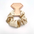 Golden satin scrunchie on a diamond-shaped card for bridesmaid proposal gift - Off White
