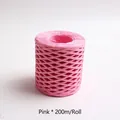 Pink raffia paper ribbon roll 200m for DIY gift wrapping and handmade crafts - 200m/Roll / Pink