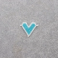 Handmade heart-shaped Miyuki seed bead charm in sky blue and white colors - 008-Blue White Heart