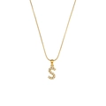 18K gold plated snake chain necklace with pearl-inlaid letter S pendant for women - Letter S