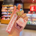 Llavero de cubo Sanrio rosa con Hello Kitty y Kuromi para colgante de bolso - Cubo de Dibujos Animados Rosa