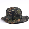 Outdoor wide brim jungle camouflage boonie hat with breathable vents for hiking - Dark Green Leaf