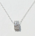S925 sterling silver cylinder lucky bead necklace with micro-set cubic zirconia stones - 925 Silver / White Gold