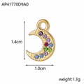 Ciondolo a luna dorata con zirconi colorati, misura 1,4cm x 1,0cm, peso 1,3g - Luna con Zircone Colorato