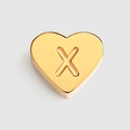 Gold heart-shaped DIY charm with letter X for jewelry making, titanium steel material - Letter X / Gold