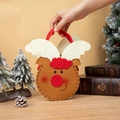 Christmas reindeer felt gift bag with red pompom nose and white angel wing details - Reindeer