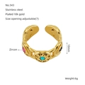 18k gold plated stainless steel ring with pink zircon and adjustable opening - Multicolor Zircon Vintage Style (ZYG543)