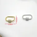 Oval CZ micro-paved screw clasps in gold and silver finish for DIY jewelry making - Oval B / 18K Gold Plated