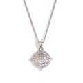 Collana con ciondolo occhio solare argento e cristalli stile zodiaco donna - Catena a Maglie Tonda Tarocchi con Zircone / Acciaio - Occhio