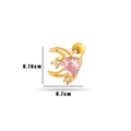 Gold moon screw back earring with pink heart gemstone and sparkling zircon crystals - Star Moon Pink Heart (4#) / Gold Yellow