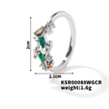 Adjustable silver leaf ring featuring vibrant marquise-cut gems weighing 1.6 grams - Silver Tone With Colorful Zirconia