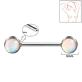 Nippel-Barbell aus silbernem Edelstahl mit 6 mm bunten Glitzerkugeln für Körperpiercing - 1.6x14mm (Threadless) / Stil 1-Weiß Glitzer