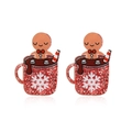 Festive gingerbread man in red glitter mug acrylic earrings for Christmas party - Acrylic Gingerbread Man Earrings