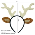 Brown plush reindeer antler headband with white spots for Christmas, 26x25cm size - Spotted White Mutant Antlers