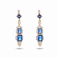 Orecchini pendenti dorati con pietre blu geometriche e dettagli in zirconi lucenti - N. 9 (Rettangolo Blu/Oro)
