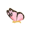 Chinese style enamel butterfly brooch with pink wings and black golden accents - Butterfly