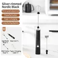 Wireless electric milk frother in Nordic Black finish with Type-C charging and whisk set - New 5 Double Head / Black