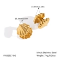 Orecchini a cerchio a conchiglia in acciaio inossidabile dorato con texture rigata - Oro (YYE025174-G)