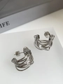 French vintage geometric silver earrings with layered winding C-shape metal design - Silver Multi-layer Wrap C-shape (E074)