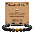Bracelet en œil de tigre avec carte de 21e anniversaire et cordon ajustable - 21st Birthday Theme