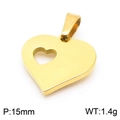Colgante de corazón en acero inoxidable bañado en oro de 18K, talla 15mm y peso 1,4g - Colgante de Corazón Hueco Dorado (KP100666-Z)