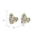 Silver-plated heart-shaped stud earrings with unique ripple texture in a size of 27mm - Silver (YYE023414-P)