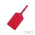 Red PU leather luggage tag with airplane debossing and silver adjustable buckle - Luggage Tag / Red