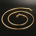 Polished 18K gold plated titanium steel snake chain necklace with lobster clasp - 3mm*60cm / Gold
