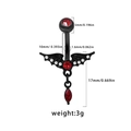 Piercing nombril gothique avec ailes de chauve-souris et pendentif coeur zircon rouge - Style Aile de Chauve-souris Zircon Rouge (24072504-11)