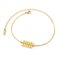 Gold stainless steel chain bracelet with 1991 number pendant and lobster clasp - 888 Anklet / Gold