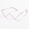 Detail of pink metal frame with glittering rhinestones in a modern W-shaped design - C07 Pink with Rhinestones
