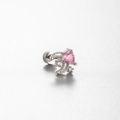 Pink heart-shaped zircon cherry earring in silver finish with sparkling small stones - Curved Line Pink Heart Style (A171-4#)