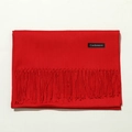 Solid red cashmere imitation scarf with tassel fringe edges folded for winter warmth - 70cm / Red