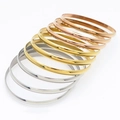 Minimalist stackable stainless steel bangles in silver, gold, and rose gold finishes - Inner Diameter 55mm / Mixed 3 Colors (9 Rings)
