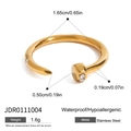 Gold stainless steel nail-shaped open ring with precise size measurements and 1.6g weight - Adjustable / Gold Zirconia Nail Ring (JDR0111004)