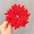 Élastique à cheveux rouge vif avec texture de tissu ondulé pour queue de cheval - Rouge Bord Festonné (1 Paquet de 50)
