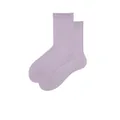 Calze a metà polpaccio in cotone lavanda con polsini elastici a coste su sfondo bianco - Taglia unica / Viola Milkshake
