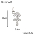 Silver Sagittarius constellation charm with white zircon pavé, 1.0cm x 0.5cm size - Steel Color Sagittarius (Inlaid)