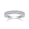 Elegant 925 silver moissanite eternity ring with milgrain edges and round cut stones - R13239+gra/black Card / US Size 7 / Circumference 54.3mm
