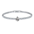 Macro detail of silver tennis bracelet with pear-shaped main stone and cubic zirconia inlay - Waterdrop/Silver/Champagne Zirconia