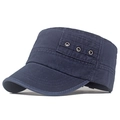 Berretto militare blu marino in cotone con occhielli in metallo e finitura lavata - Regolabile / Blu navy